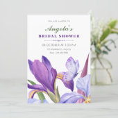 Invitation Douceur florale d'iris violet pour douche de marié (Debout devant)
