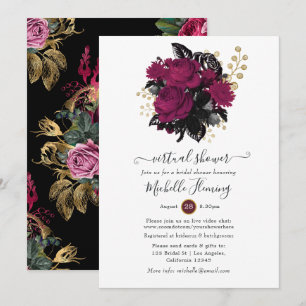 Invitation Douceur Florale Virtuelle Marsala et Or