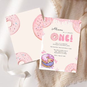 Invitation Douceur mignonne Une aquarelle beigne 1er annivers
