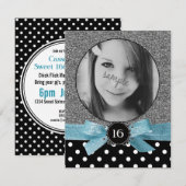 Invitation Douceur photo Parties scintillant et À petits pois (Devant / Derrière)