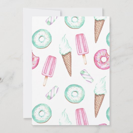 Invitation Douceur une jolie crème glacée aquarelle Anniversa (Dos)