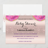Invitation Douceurs beignets, cadeau bébé or rose (Devant / Derrière)