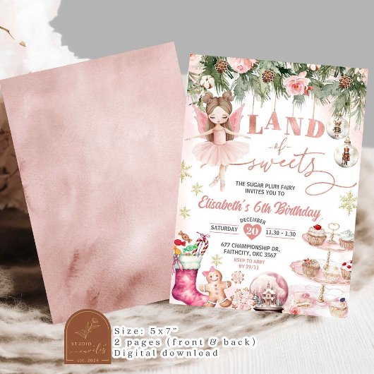 Invitation Douceurs d'hiver rose Tutu Ballerina Fille d'anniv