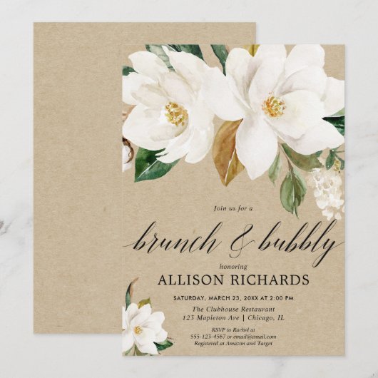 Invitation Douche à bulle à bulle blanche rustique (Devant / Derrière)