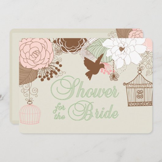 Invitation Douche à cage florale moderne (Devant / Derrière)