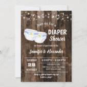 Invitation Douche à couches pour bébé rustique (Devant)