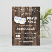 Invitation Douche à couches pour bébé rustique (Debout devant)