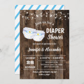 Invitation Douche à couches pour bébé rustique (Devant / Derrière)