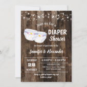 Invitation Douche à couches pour bébé rustique (Devant)