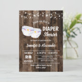 Invitation Douche à couches pour bébé rustique (Debout devant)