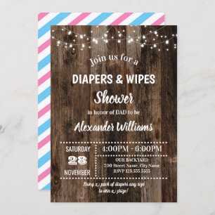 Invitation Douche à couches rustiques pour bébés