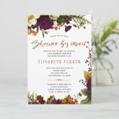 Invitation Douche à distance burgundy douche florale par mail (Debout devant)