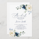 Invitation Douche à fleurs bleues (Devant / Derrière)