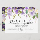 Invitation douche à l'eau couleur violette (Devant / Derrière)