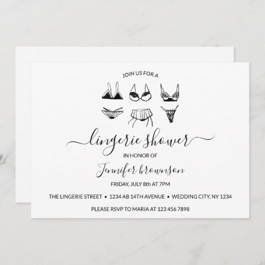 Invitation Douche à lingerie (Devant / Derrière)