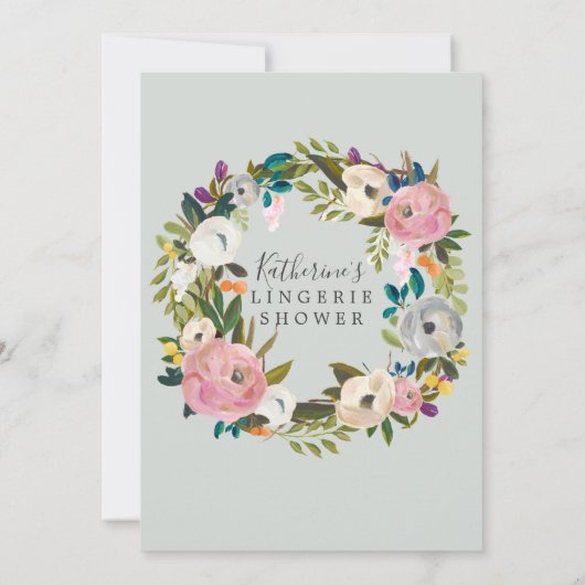 Invitation Douche à lingerie florale peinte (Dos)