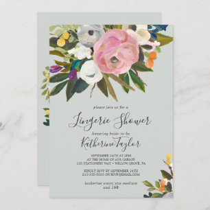 Invitation Douche à lingerie florale peinte