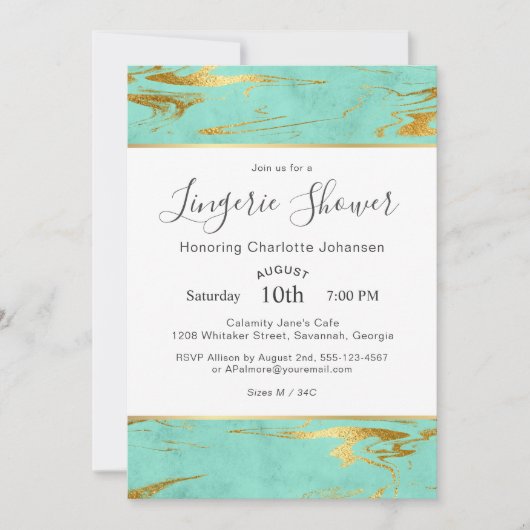 Invitation Douche à lingerie pour moulures et gousses d'or (Devant)