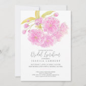 Invitation Douche à midi fleurie rose (Devant)