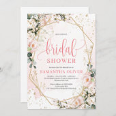 Invitation Douche à nage à cadre doré rose vif (Devant / Derrière)