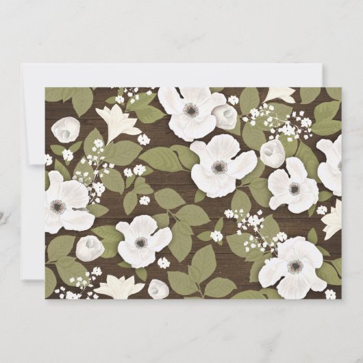 Invitation douche à nage à fleurs en bois rustique (Dos)