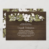 Invitation douche à nage à fleurs en bois rustique (Devant / Derrière)