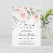 Invitation Douche à nage florale douce et verdoyante (Debout devant)