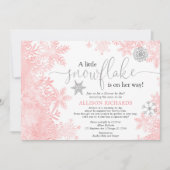 Invitation Douche à neige en argent rose par baby shower post (Devant)