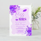 Invitation Douche à nuptiale à cadre ondulé violet chaud boho (Debout devant)