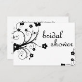 Invitation douche à nuptiale : fleurs noires et blanches (Devant / Derrière)