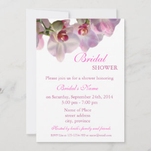 Invitation Douche à nuptiale florale, fleurs d'orchidées rose