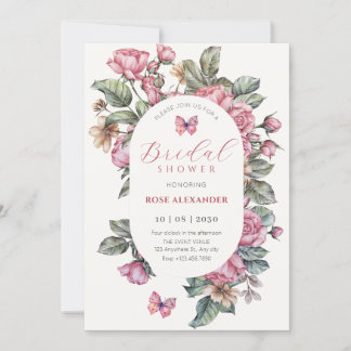 Invitation Douche à nuptiale rose rose