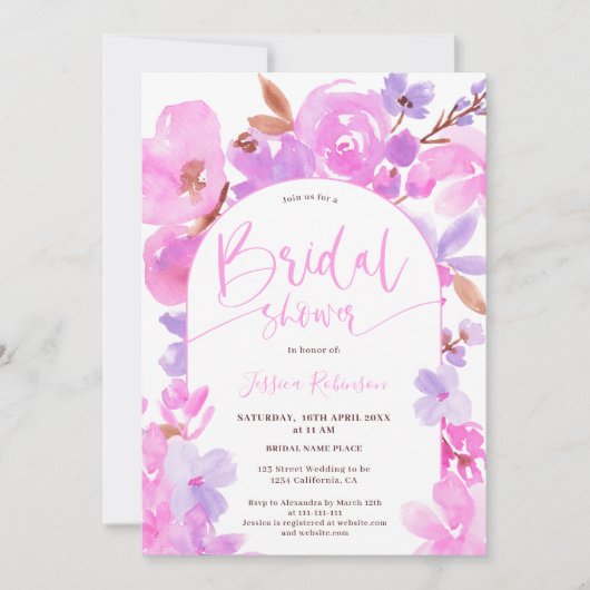 Invitation Douche à nuptiale rose vif (Devant)