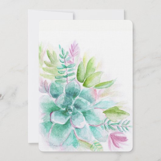 Invitation Douche à nuptiale Succulente couleur vert pourpre (Dos)