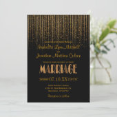 Invitation Douche à plume Gold Star en cuivre et Mariage noir (Debout devant)