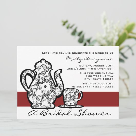 Invitation Douche à thé nuptiale (Debout devant)
