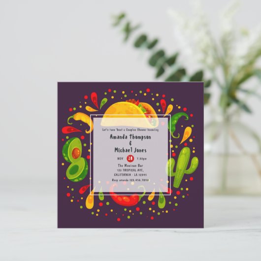 Invitation Douche à thème Taco Couples (Debout devant)