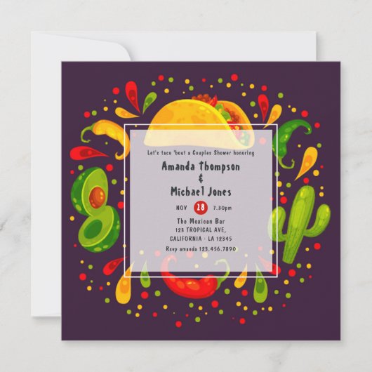 Invitation Douche à thème Taco Couples (Devant)