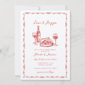 Invitation Douche à vin Couples de pizza à la main en gros (Devant)