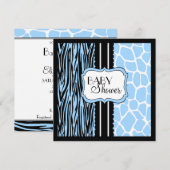 Invitation Douche animale bleue de Copie-Bébé (Devant / Derrière)