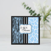 Invitation Douche animale bleue de Copie-Bébé (Debout devant)