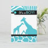 Invitation Douche animale de bébé de safari (Debout devant)