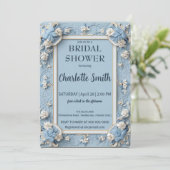 Invitation Douche antique de mariée bleu et blanc Chinoiserie (Debout devant)