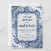 Invitation Douche antique de mariée bleu et blanc Chinoiserie (Devant)