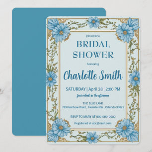 Invitation Douche antique de mariée bleu et blanc Chinoiserie