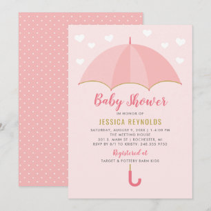 Invitation Douche Avec Amour Baby shower Parapluie Rose Bleu