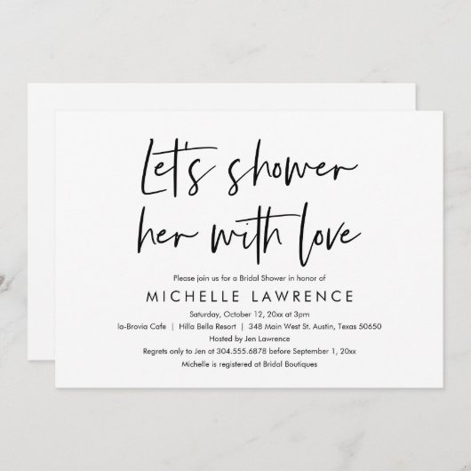 Invitation Douche avec amour, Fête des mariées Décontractée m (Devant / Derrière)