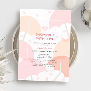 Invitation Douche avec Baby shower Love Pink Parapluies