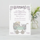 Invitation Douche avec des erreurs de bébé floral romantique (Debout devant)