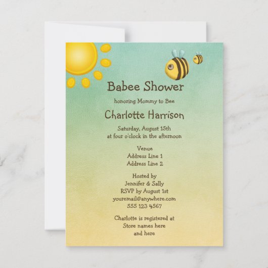 Invitation Douche Bébé, Arbre et Hive (Dos)